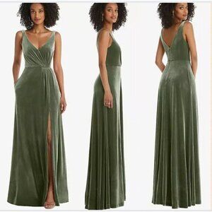Thread Velvet Maxi Dress 12R Sage Romantic Goth Formal Prom Maid Wedding Guest